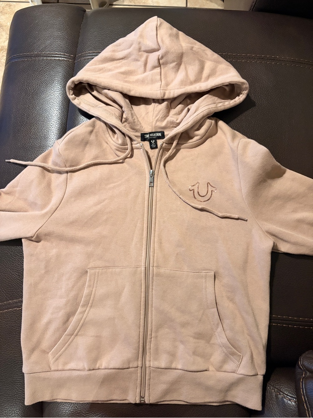 True Religion Tan Zip-Up Hoodie